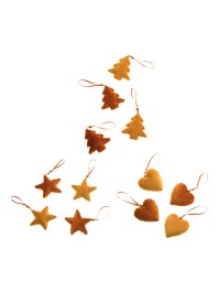 SET 4 MINI VELVET AMBER DECORATIONS - 3 ASS AROUND 7CM X 7CM