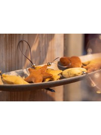 SET 4 MINI VELVET AMBER DECORATIONS - 3 ASS AROUND 7CM X 7CM