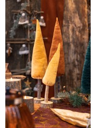 TANNE SAMT BERNSTEIN AUF HOLZSCHEIBE 2 COL SORT. 8CM X 45CM