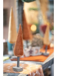 SAPIN VELOURS AMBRE SUR RONDIN BOIS 2 COL ASS 7CM X 29CM