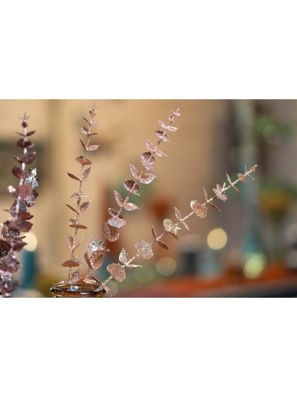 BRANCHAGE EUCALYPTUS PAILLETTES OR ROSE 61CM