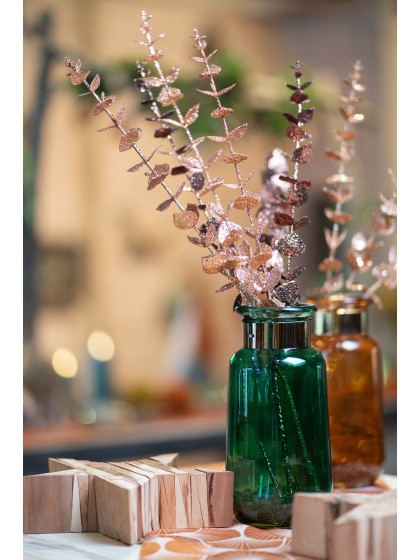 BRANCHAGE EUCALYPTUS PAILLETTES OR ROSE 61CM