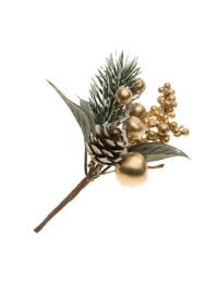 STIEL BLÄTTER BEEREN GOLD 13CM