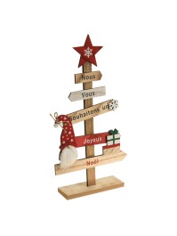 WOODEN TABLE CENTER JOYEUX NOEL GNOMES 43CM