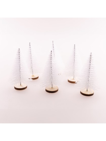 BEUTEL 6 MINI TANNEN AUS TISCH PAILLETTEN WEISS 4CM X 7CM