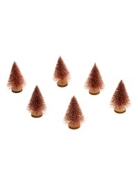 SACHET 6 MINI SAPINS DE TABLE PAILLETTES ROSE 4CM X 7CM