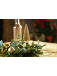 KRONE ADVENT TANNE VEGETALE REALISTISCH KUGELN GOLD TANNENZAPFEN PAILLETTEN DIA 30CM