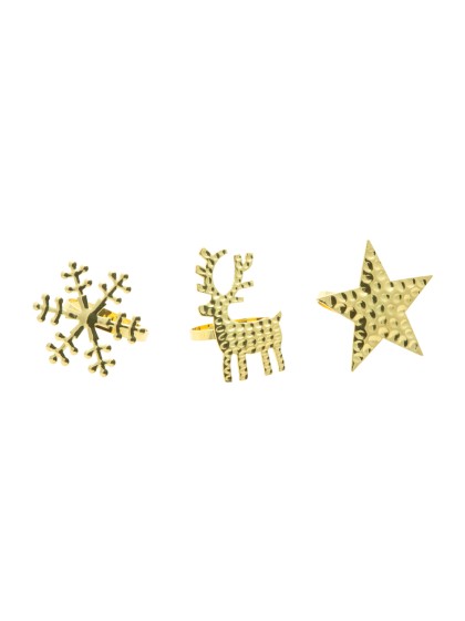 GOLD METAL NAPKIN RING - 3 ASS 4CM