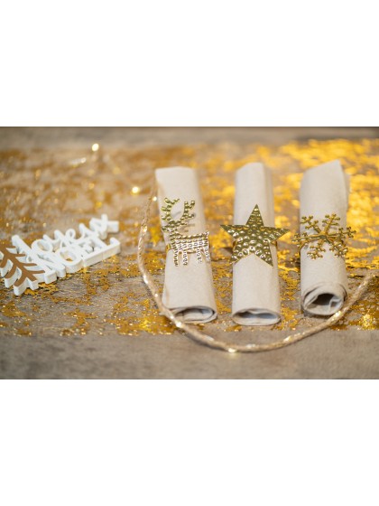 GOLD METAL NAPKIN RING - 3 ASS 4CM