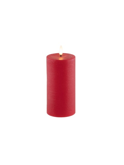WAX LED RUSTIC RED CANDLE W/ TIMER 7.5CM X 15CM