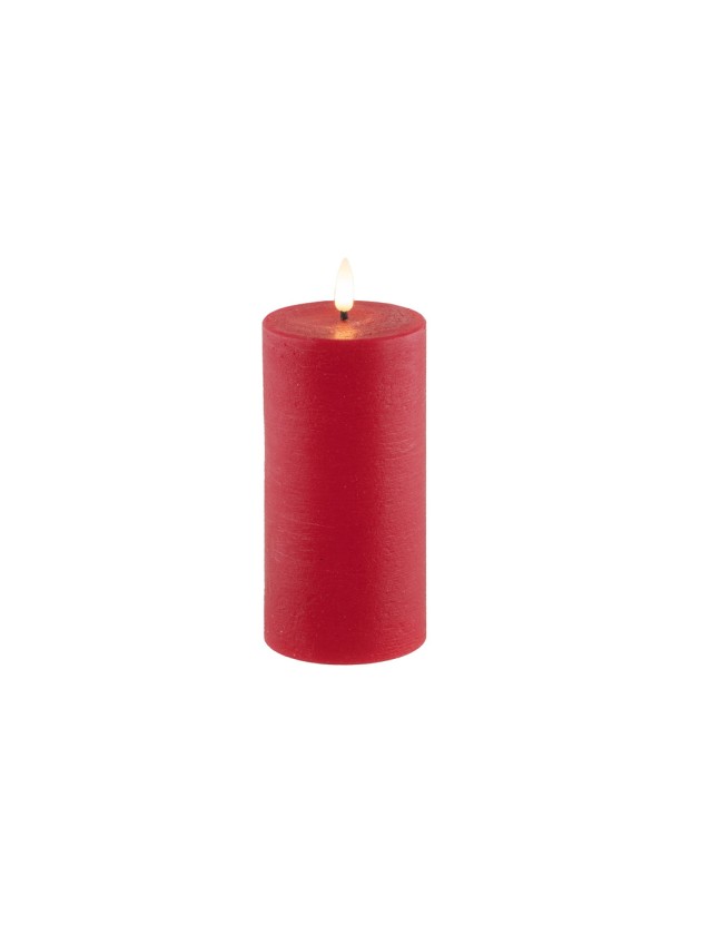 WAX LED RUSTIC RED CANDLE W/ TIMER 7.5CM X 15CM