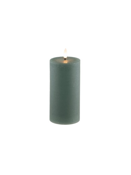 WAX LED RUSTIC SAGE GREEN CANDLE W/ TIMER 7.5CM X 15CM