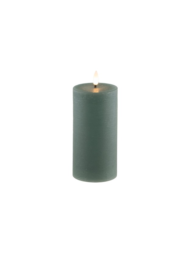 WAX LED RUSTIC SAGE GREEN CANDLE W/ TIMER 7.5CM X 15CM