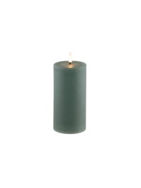 WAX LED RUSTIC SAGE GREEN CANDLE W/ TIMER 7.5CM X 15CM