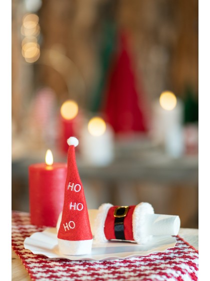 SACHET 4 MINI BONNETS NOEL FEUTRE 2 MOD ASS 7CM X 17CM