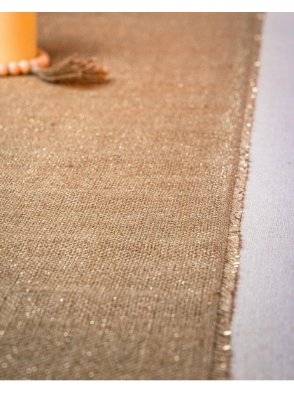 TISCHDECKE JUTE GOLDFADEN GEFALTET 145CM X 3M