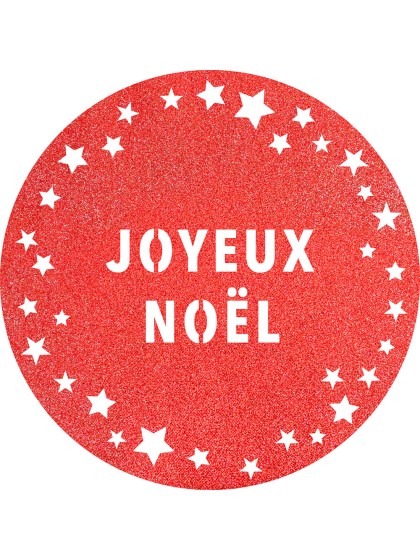 6 SETS DE TABLE PAILLETTES PREMIUM ROUGE JOYEUX NOEL ETOILES DIA 34CM