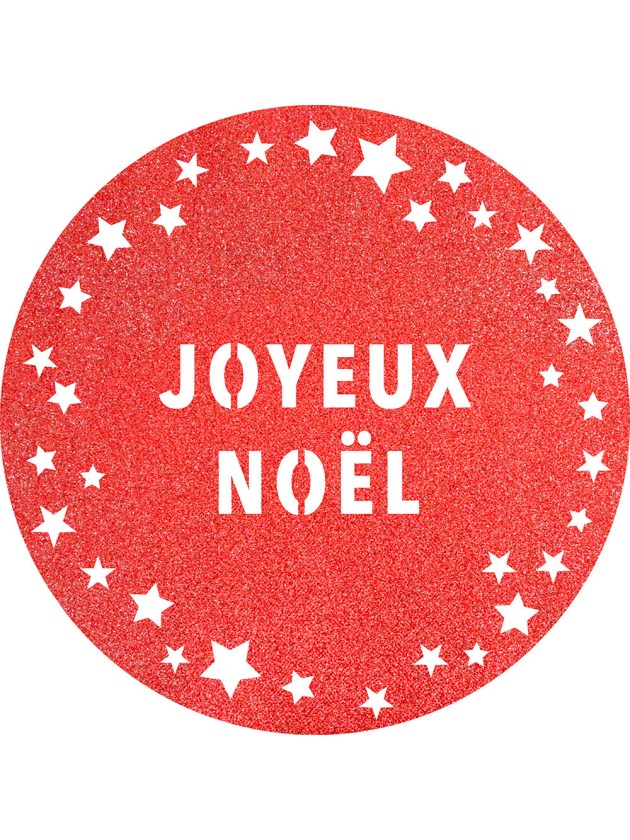 6 SETS DE TABLE PAILLETTES PREMIUM ROUGE JOYEUX NOEL ETOILES DIA 34CM