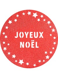 6 GLITTER TABLE SETS RED PREMIUM JOYEUX NOEL STARS DIA 34CM