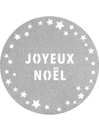 6 GLITTER TABLE SETS SILVER PREMIUM JOYEUX NOEL STARS DIA 34CM