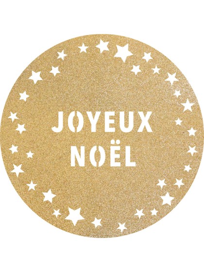 6 SETS DE TABLE PAILLETTES PREMIUM OR JOYEUX NOEL ETOILES DIA 34CM