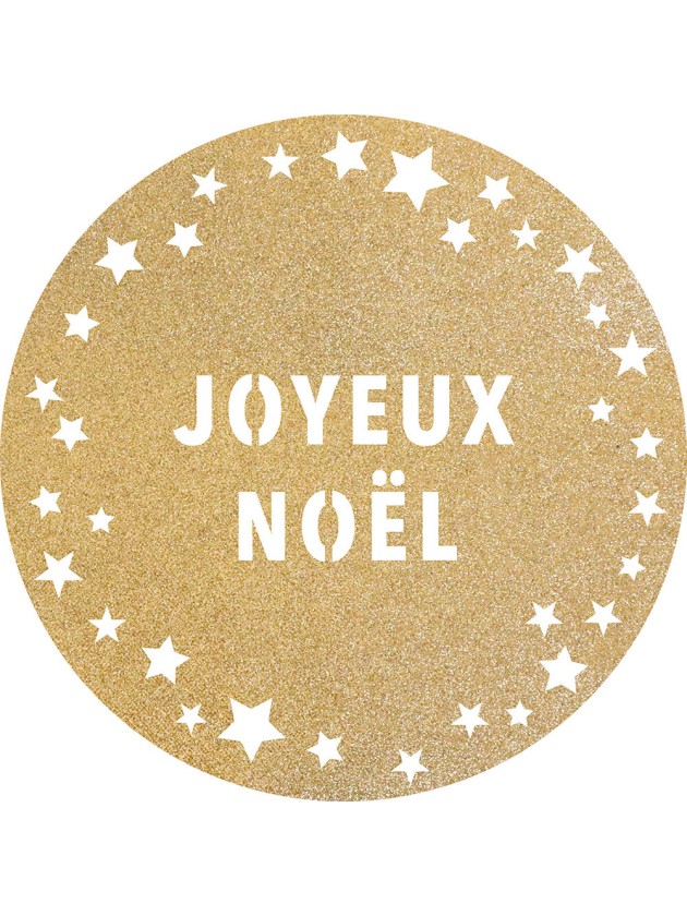 6 SETS DE TABLE PAILLETTES PREMIUM OR JOYEUX NOEL ETOILES DIA 34CM
