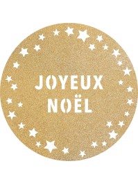 6 GLITTER TABLE SETS GOLD PREMIUM JOYEUX NOEL STARS DIA 34CM
