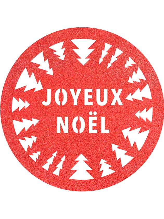 6 SETS DE TABLE PAILLETTES PREMIUM ROUGE JOYEUX NOEL SAPINS DIA 34CM