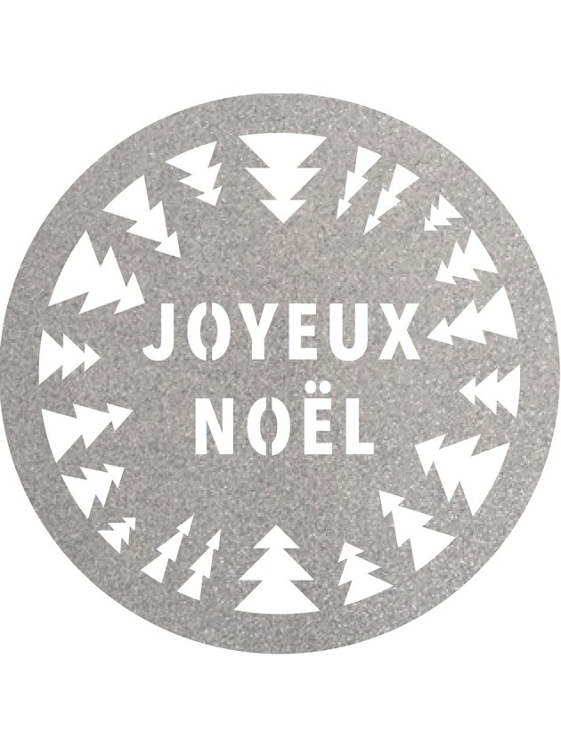 6 TABLE SETS GLITTER SILVER PREMIUM JOYEUX NOEL TREES DIA 34CM