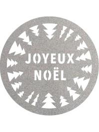 6 TABLE SETS GLITTER SILVER PREMIUM JOYEUX NOEL TREES DIA 34CM