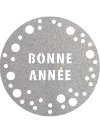 6 SETS DE TABLE PAILLETTES PREMIUM ARGENT BONNE ANNEE COSMIC DIA 34CM