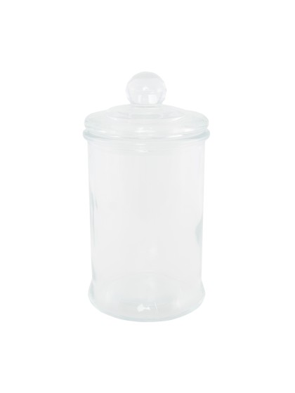 GLASS STORAGE JAR WITH GLASS LID 600ML 9.8CM X 18.7CM