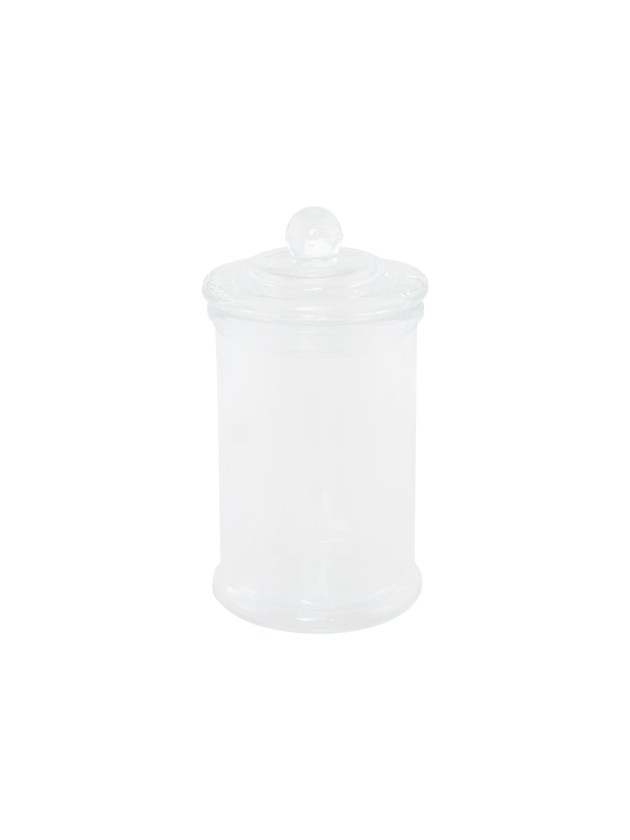 GLASS STORAGE JAR WITH GLASS LID 300ML 7.8CM X 14.6CM