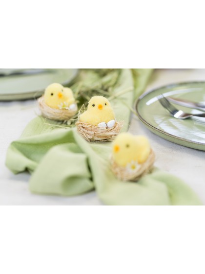 KÜKEN GELB IN NID - 3 SORT. DIA 6 CM X 6CM