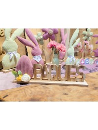 TISCHDEKORATION OSTERN HOLZ EI VELVET ALT ROSA 30CM X 5CM X 13CM