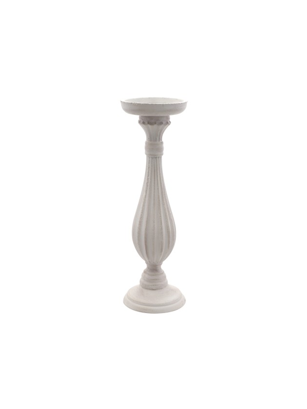 KERZENHALTER HOLZ ELFENBEIN DIA 10.5CM X 33.5CM