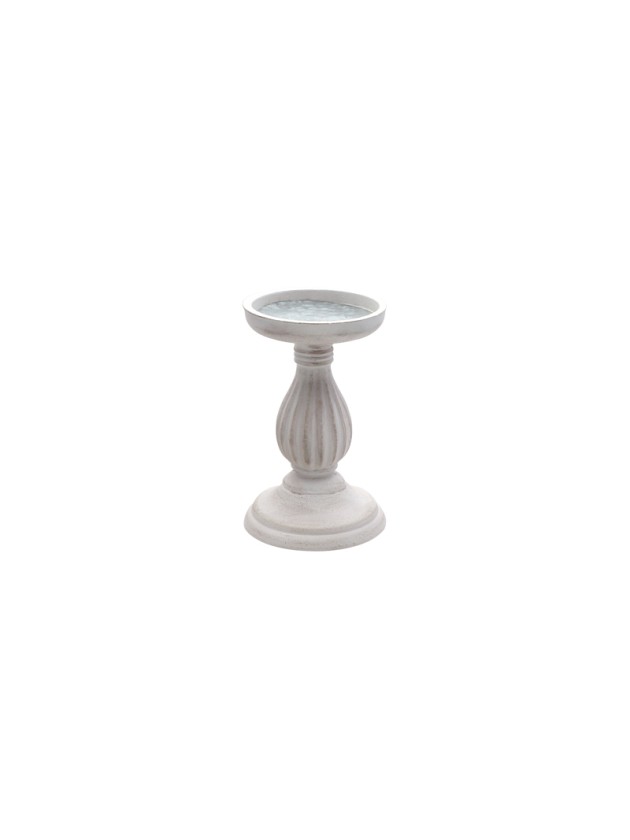 IVORY WOODEN CANDLE HOLDER DIA 10.5CM X 17CM