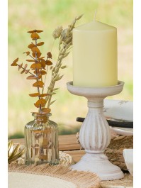 KERZENHALTER HOLZ ELFENBEIN DIA 10.5CM X 17CM