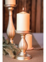 GOLD WOODEN CANDLE HOLDER DIA 10.5CM X 17CM