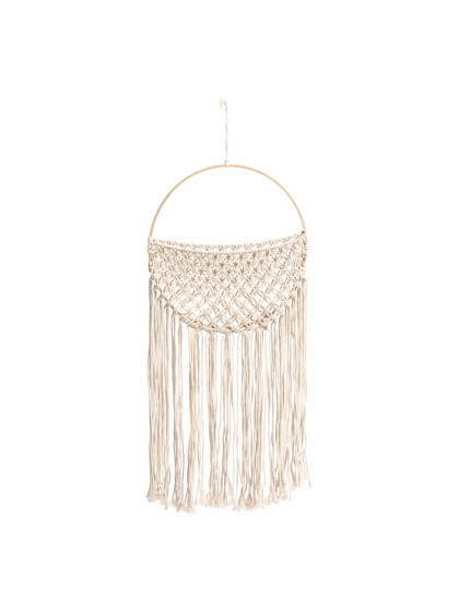 OFF-WHITE MACRAME POCKET ROUNDED WALL DECO 30CM X 1CM X 64-74CM