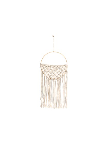 OFF-WHITE MACRAME POCKET WALL DECO 19CM X 1CM X 42-52CM
