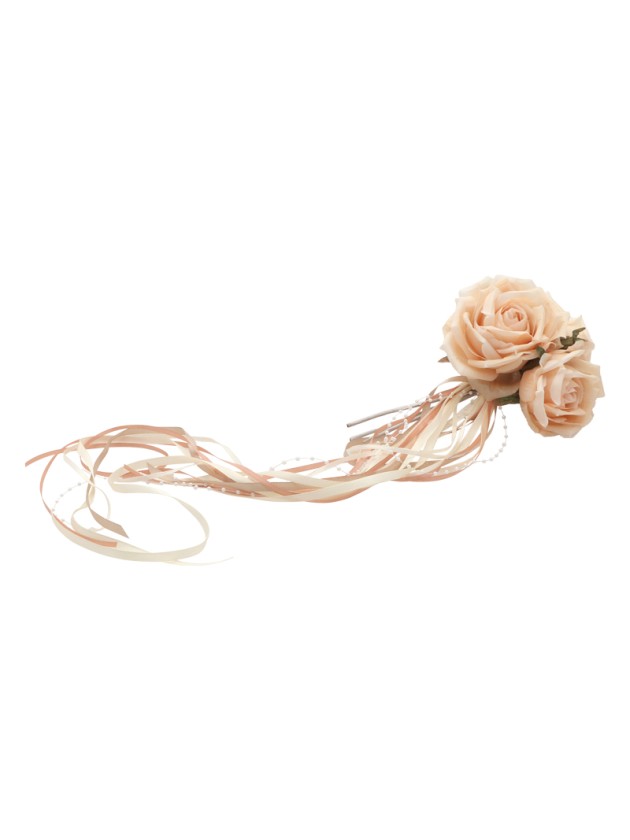 BOUQUET 3 ROSES ROSE D\'AMBRE 16CM X 10CM X 70CM