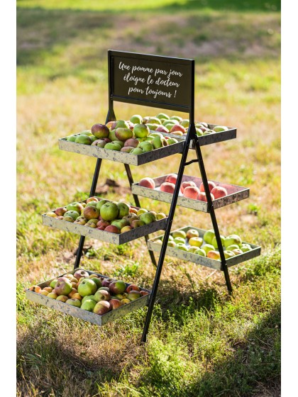 REGAL IN METALL 3 EBENEN MIT SCHIEFERTAFEL 100CM X 42CM X 106CM