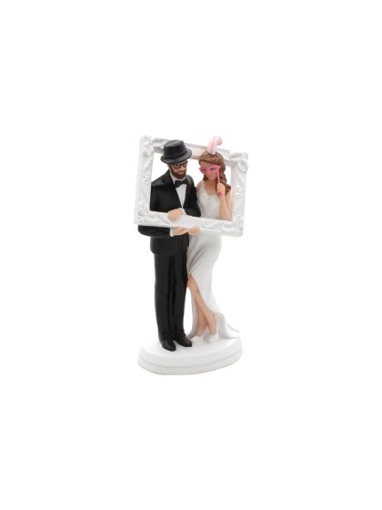 COUPLE MARIES CADRE PHOTO RESINE 8.5CM X 6CM X 18CM