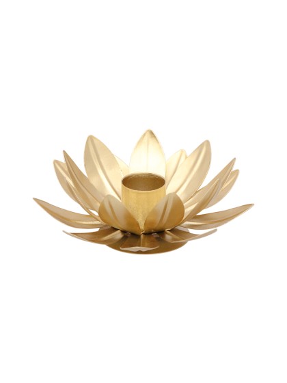 GOLDEN FLOWER TAPER CANDLE HOLDER DIA 11.5CM X 5CM