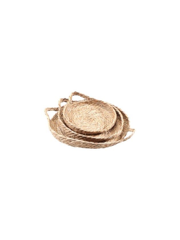 SET DE 3 PLATEAUX EN MATIERE NATURELLE DIA 31CM / 26CM / 20CM