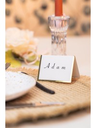 10 MARQUE-PLACES PAPIER BLANC LISERE DORE 7CM X 5CM