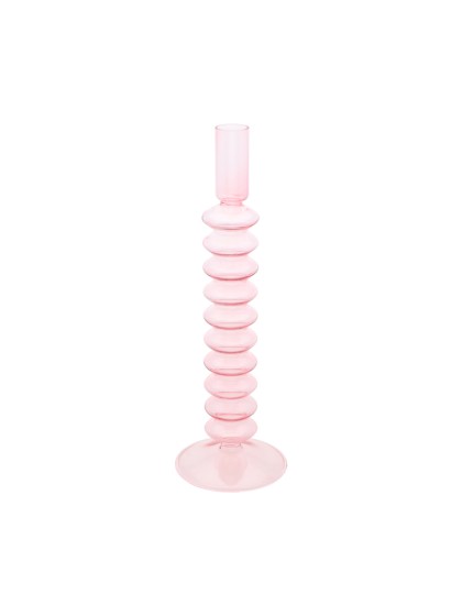 GLASS CANDLE HOLDER SWIRL DIA 8.8CM X 27.5CM