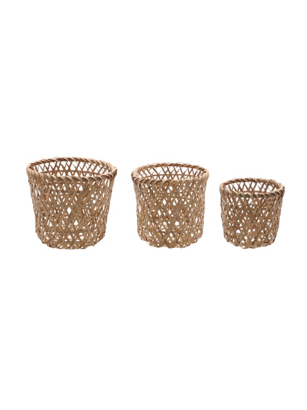 SET 3 BAMBOO BASKETS DIA 20CM X 22CM/DIA 19CM X 20CM/DIA 15CM X 17CM