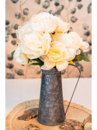 BLUMENSTRAUSS 9 PFINGSTROSEN IVOIRE/SAUMON 43CM